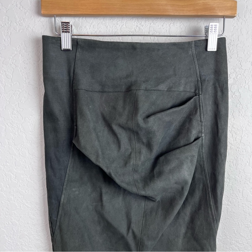 BRUNELLO CUCINELLI Leather Skirt US 2 Brown Stretch Ruched Women’s 2K Suede - Picture 3 of 13